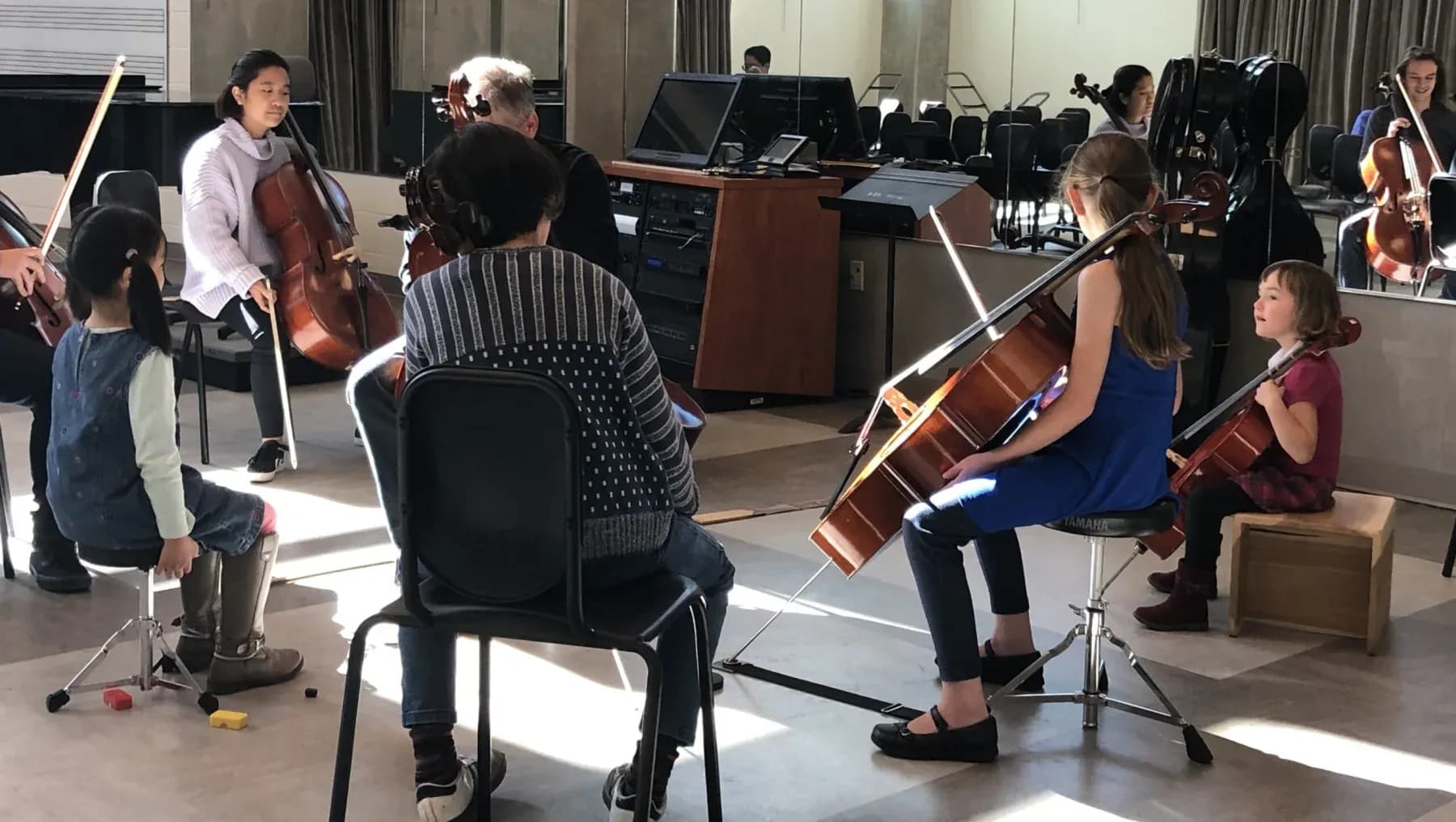 Young KSA musicians learning together in a group class